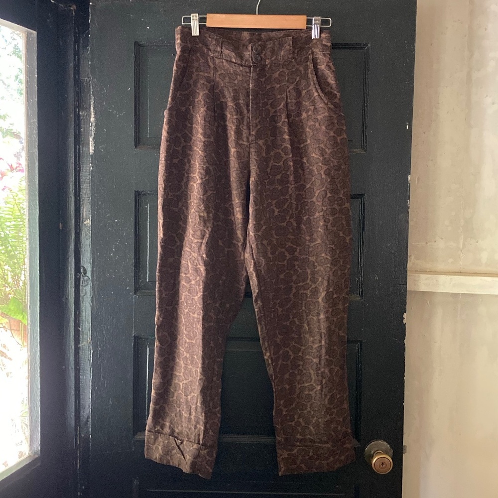 Acacia Jax Leopard Print Linen Pants
